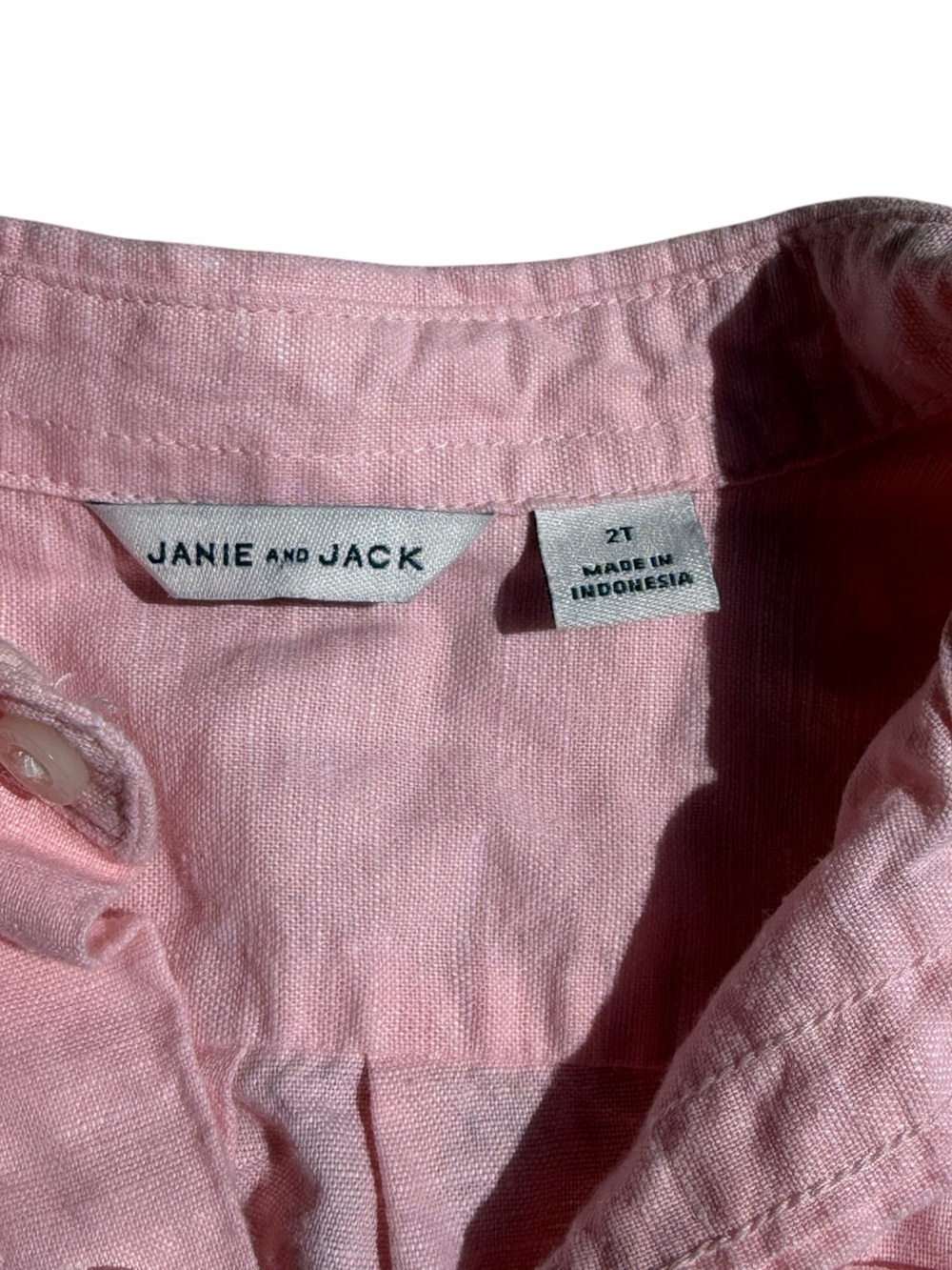 Janie and Jack Toddler 2T Linen button down pink - Picture 4 of 4
